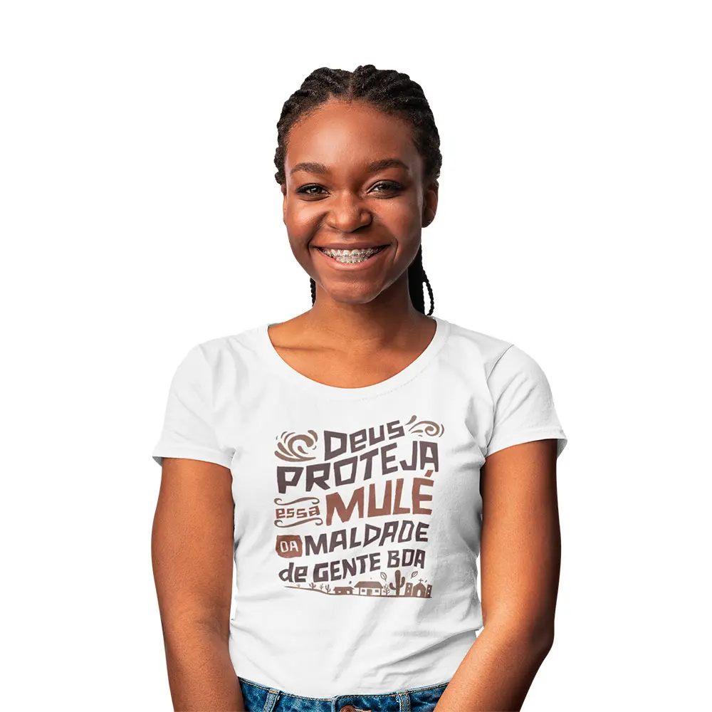 camisa Deus proteja essa mule feminina