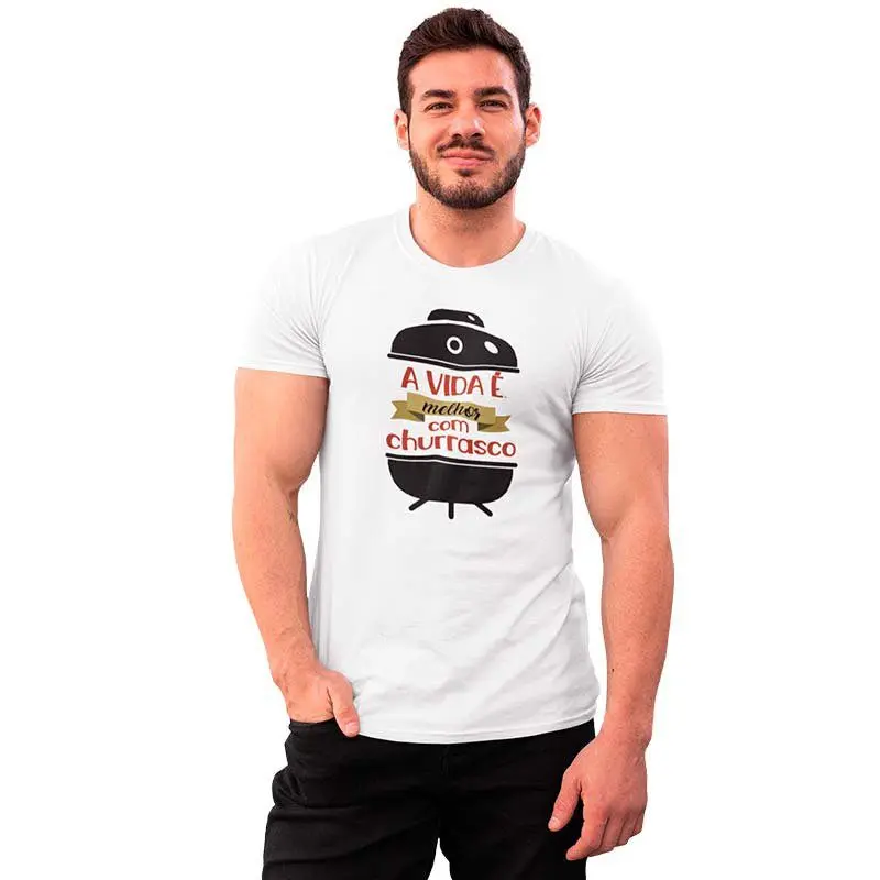 Camisa Masculina A Vida é Melhor com Churrasco 2 Camisa Masculina A Vida é Melhor com Churrasco