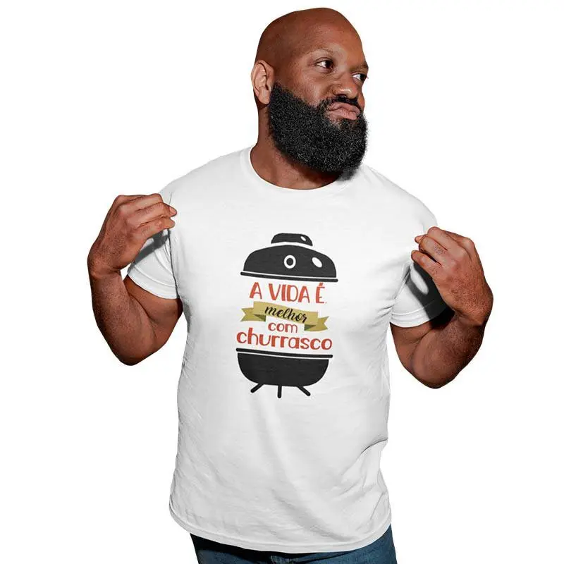 Camisa Masculina A Vida é Melhor com Churrasco 1 Camisa Masculina A Vida é Melhor com Churrasco