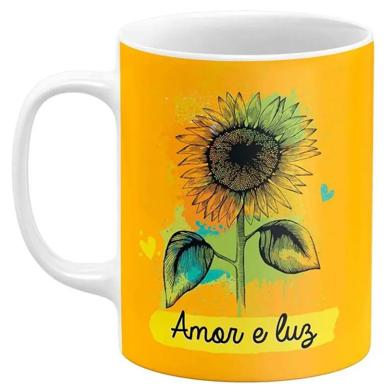 Camisas com frases positivas 56 Caneca Amor e Luz