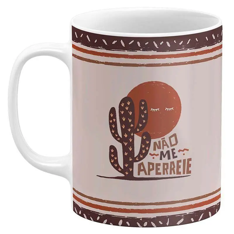 Camisas com frases positivas 56 Caneca Xilogravura - Não Me Aperreie