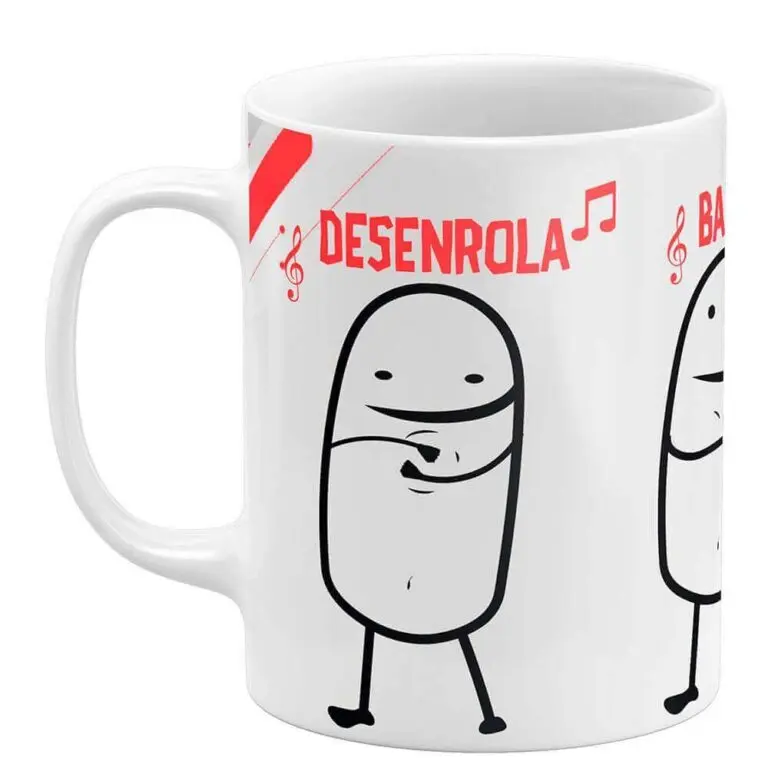 Camisas com frases positivas 54 Caneca Flork Desenrola Bate Pega um Cafezin