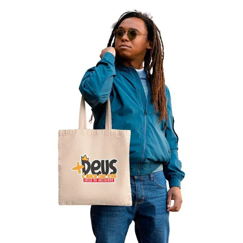 Camisas com frases positivas 69 ecobag valoar deus e maior que toda crise de ansiedade modelo 03