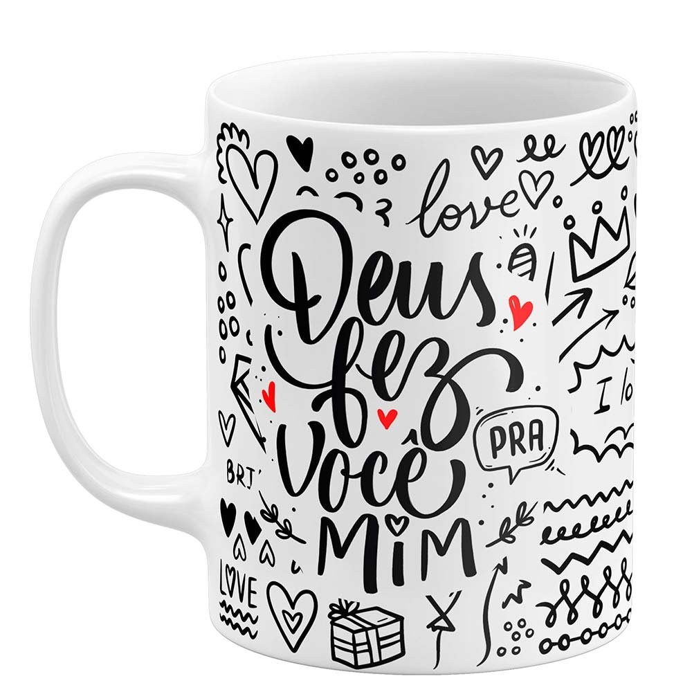 caneca dia dos namorados deus fez você pra mim