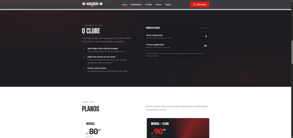 Xavier Gym — O Clube: os três passos do registro de treino e a disputa do mês ao vivo