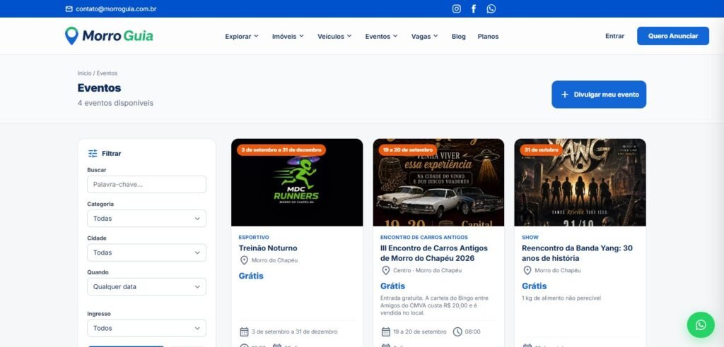 Agenda de eventos de Morro do Chapéu